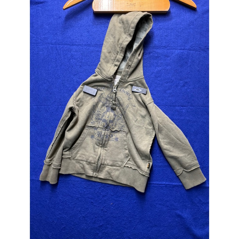 Military‎ Boys Alpha Industries Graphic Zip Up Hoodie 4T Olive Green